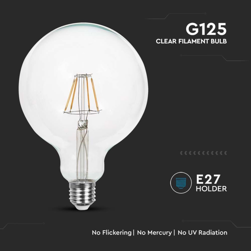 LED Sijalica FILAMENT G125 E27/12W/230V 3000K