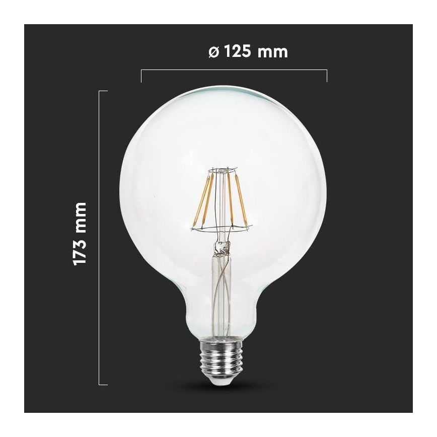 LED Sijalica FILAMENT G125 E27/12W/230V 3000K