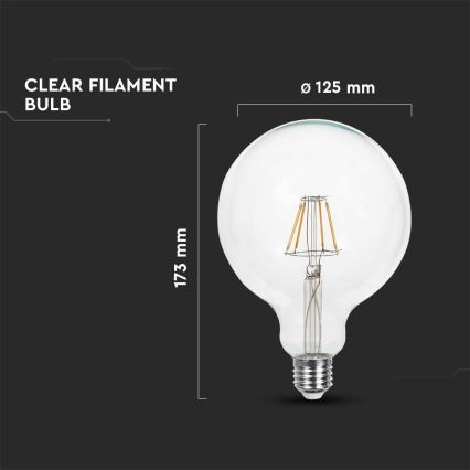 LED Sijalica FILAMENT G125 E27/12W/230V 4000K