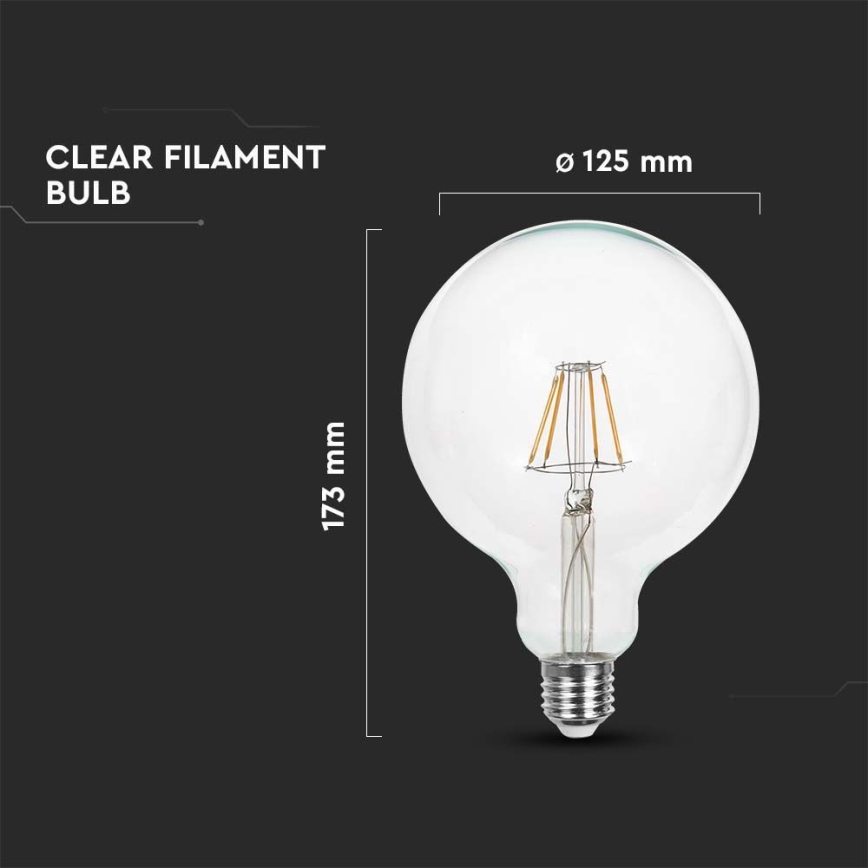 LED Sijalica FILAMENT G125 E27/12W/230V 4000K