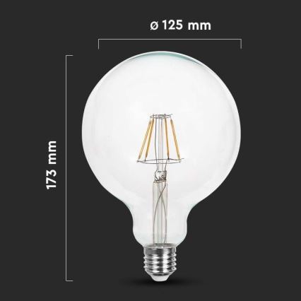 LED Sijalica FILAMENT G125 E27/12W/230V 6500K