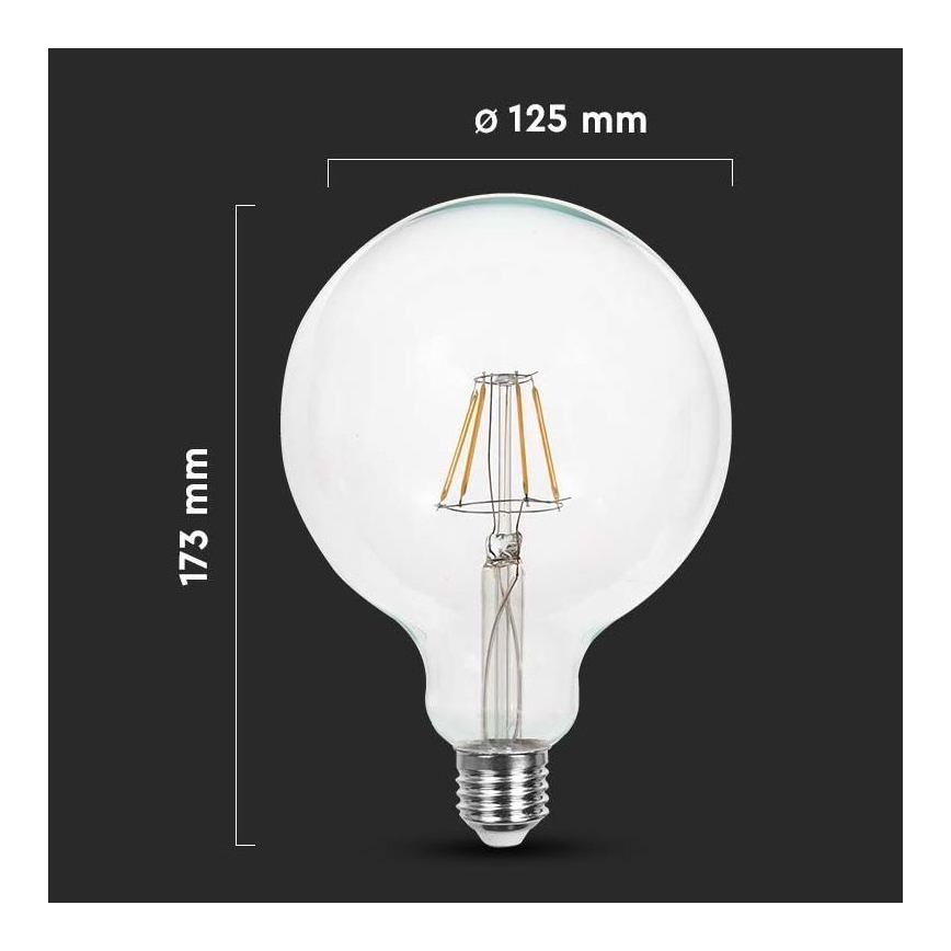 LED Sijalica FILAMENT G125 E27/12W/230V 6500K