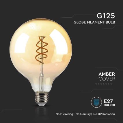 LED Sijalica FILAMENT G125 E27/6W/230V 1800K