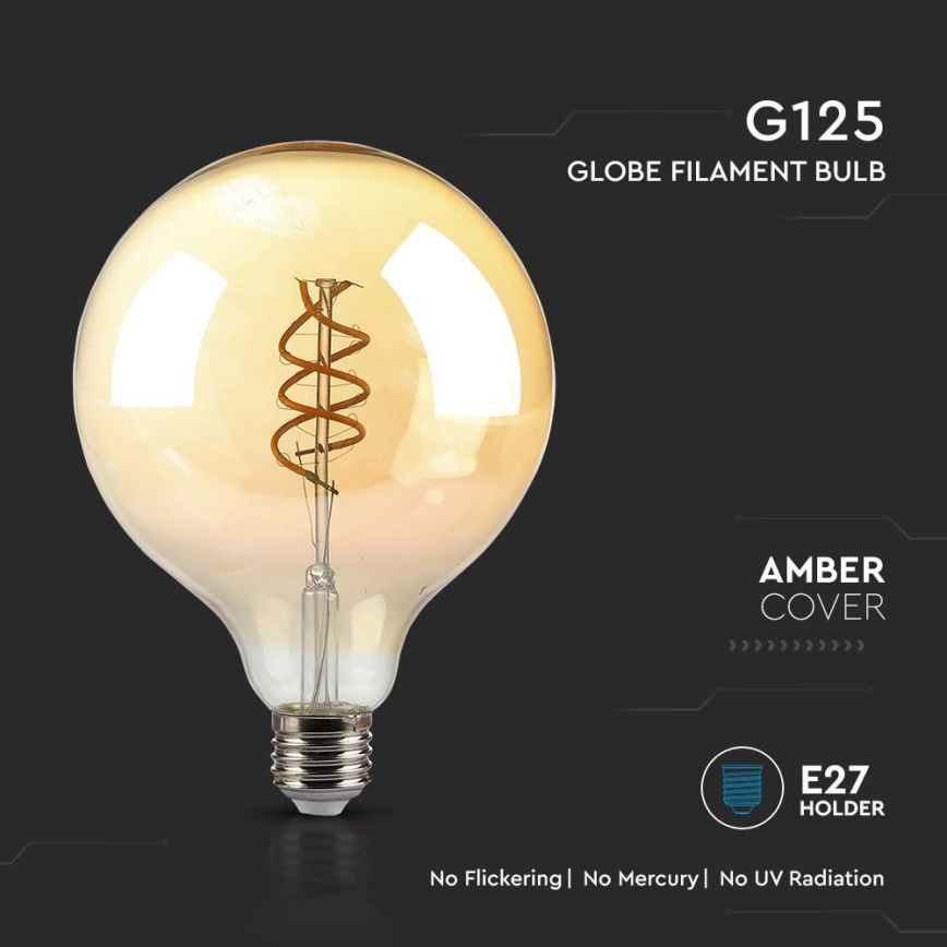 LED Sijalica FILAMENT G125 E27/6W/230V 1800K
