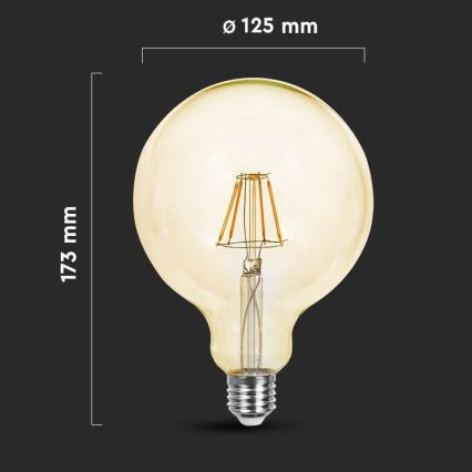 LED Sijalica FILAMENT G125 E27/6W/230V 2200K