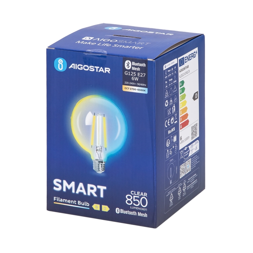 LED Prigušiva sijalica FILAMENT MESH Smart G125 E27/6W/230V 2700-6500K - Aigostar