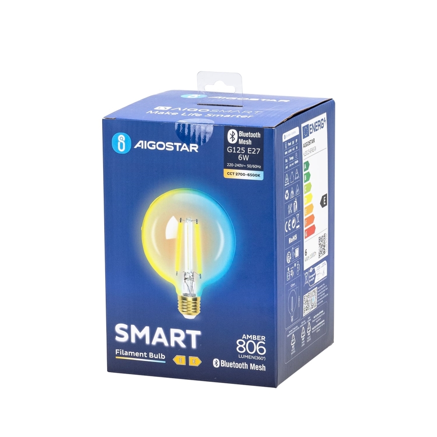LED Prigušiva sijalica FILAMENT MESH Smart G125 E27/6W/230V 2700-6500K - Aigostar