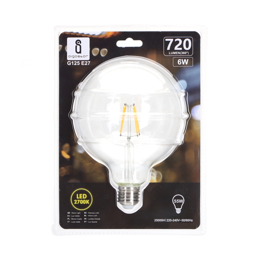 LED Sijalica FILAMENT G125 E27/6W/230V 2700K - Aigostar