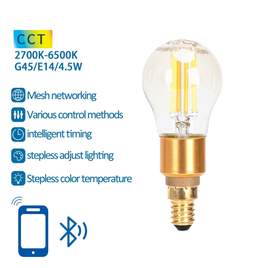 LED Prigušiva sijalica FILAMENT MESH Smart G45 E14/4,5W/230V 2700-6500K - Aigostar