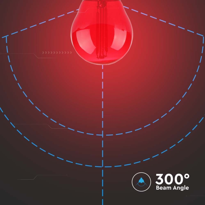LED Sijalica FILAMENT G45 E27/2W/230V crveno