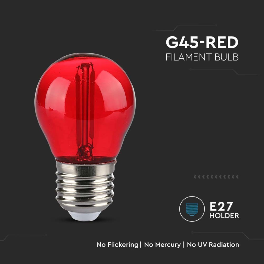 LED Sijalica FILAMENT G45 E27/2W/230V crveno