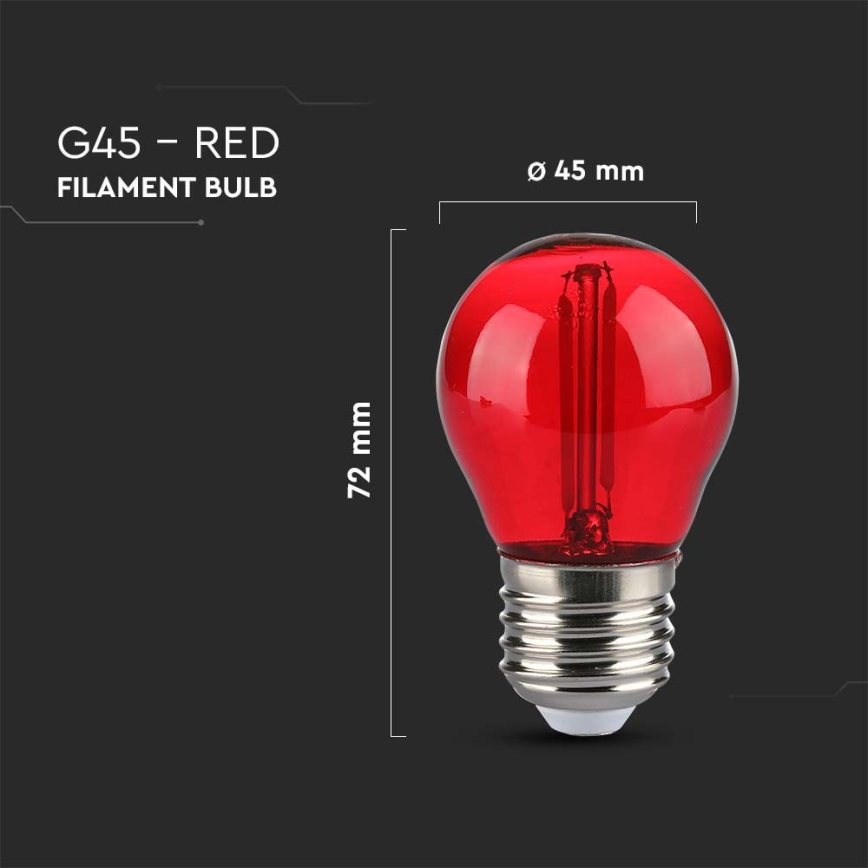 LED Sijalica FILAMENT G45 E27/2W/230V crveno