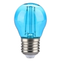 LED Sijalica FILAMENT G45 E27/2W/230V plava