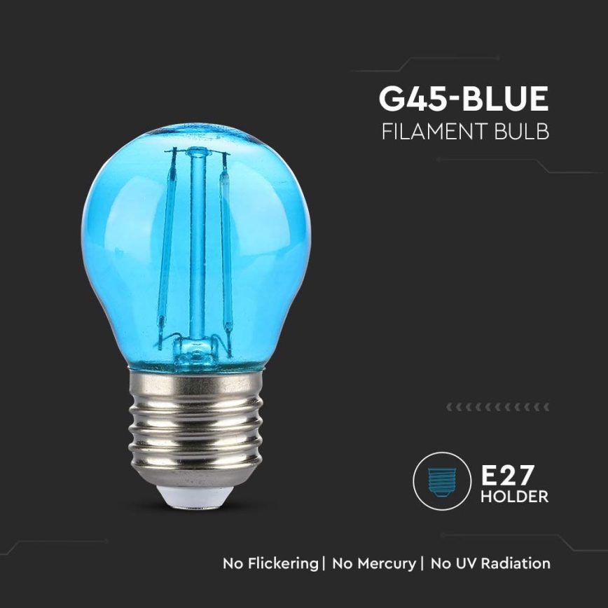 LED Sijalica FILAMENT G45 E27/2W/230V plava