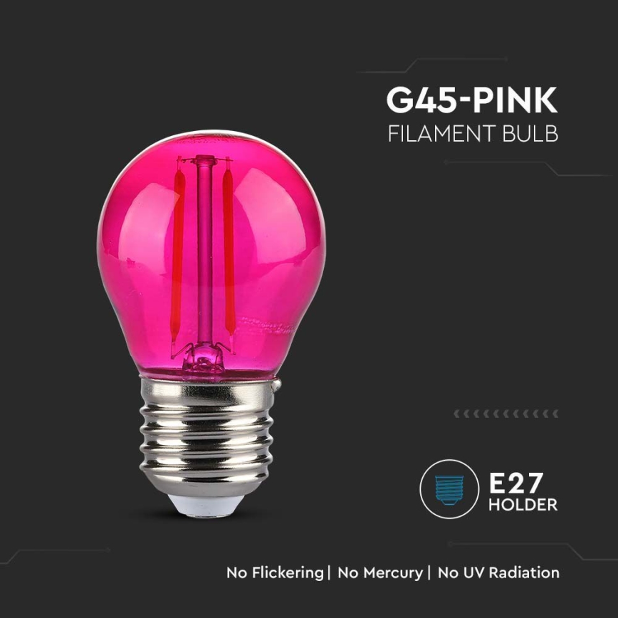 LED Sijalica FILAMENT G45 E27/2W/230V roze