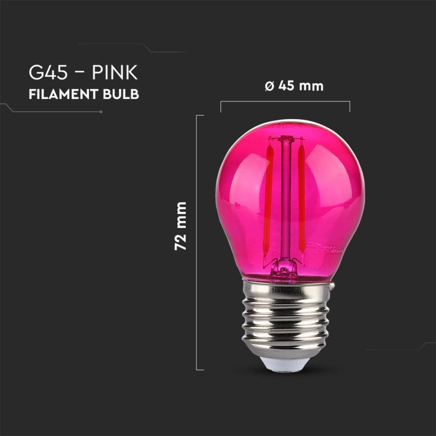 LED Sijalica FILAMENT G45 E27/2W/230V roze