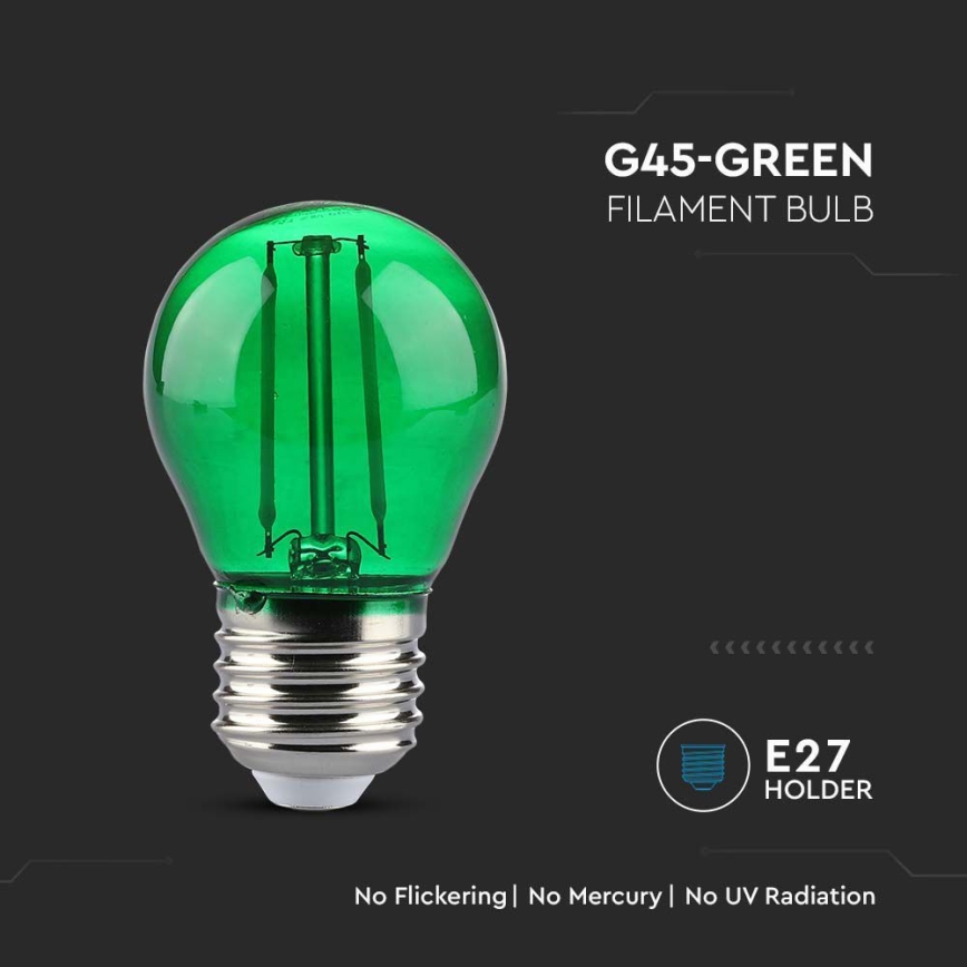 LED Sijalica FILAMENT G45 E27/2W/230V zelena