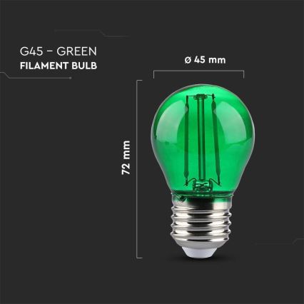 LED Sijalica FILAMENT G45 E27/2W/230V zelena
