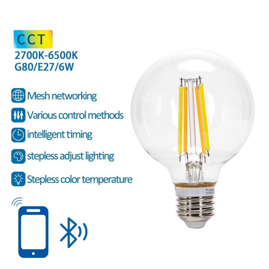 LED Prigušiva sijalica FILAMENT MESH Smart G80 E27/6W/230V 2700-6500K - Aigostar