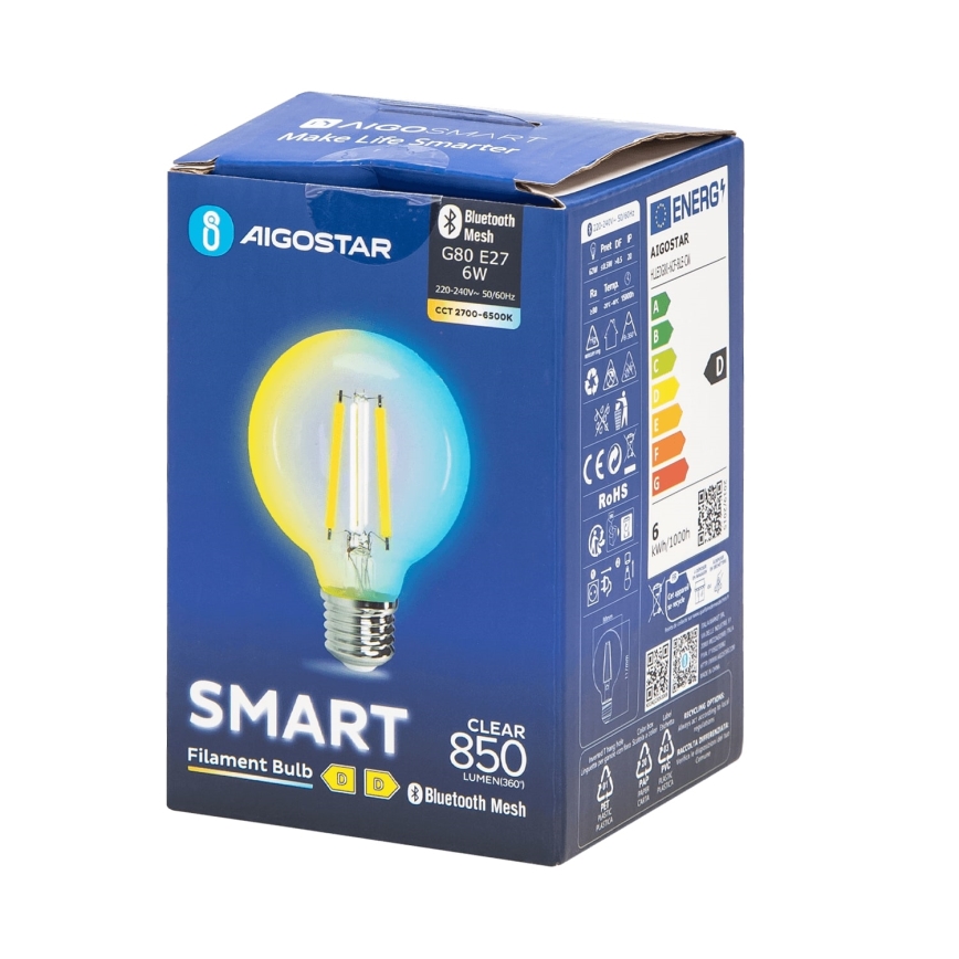 LED Prigušiva sijalica FILAMENT MESH Smart G80 E27/6W/230V 2700-6500K - Aigostar