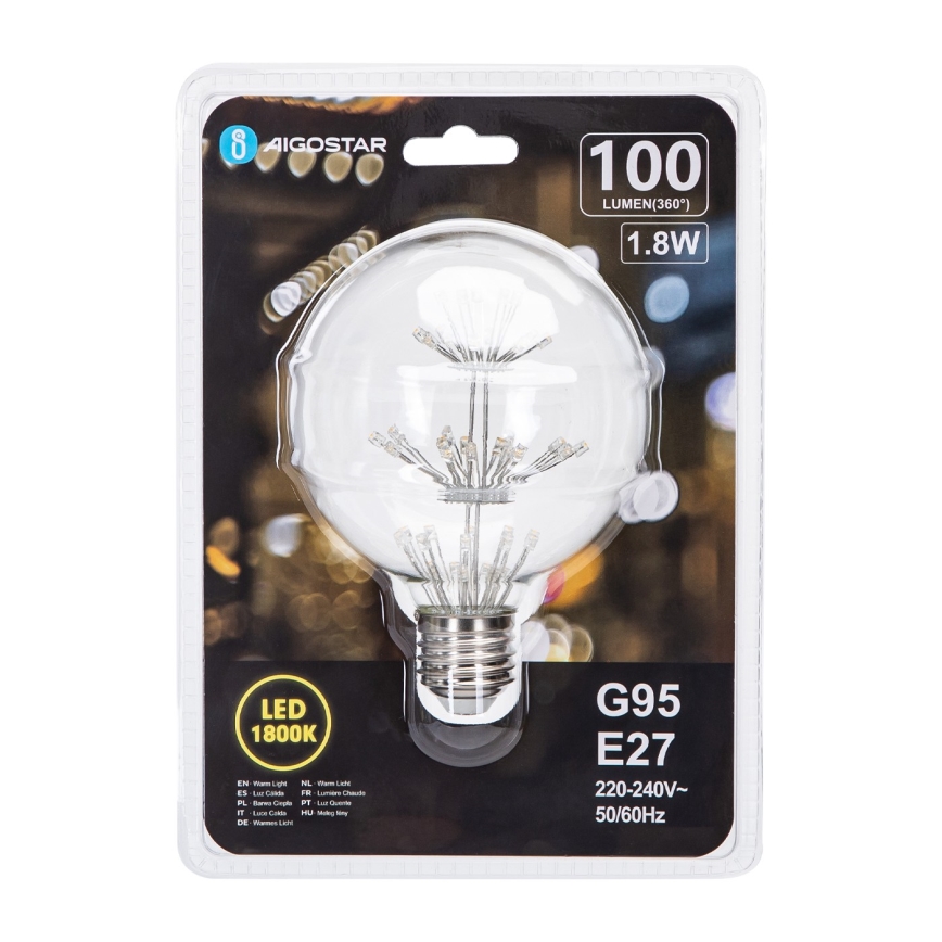 LED Sijalica FILAMENT G95 E27/1,8W/230V 1800K - Aigostar