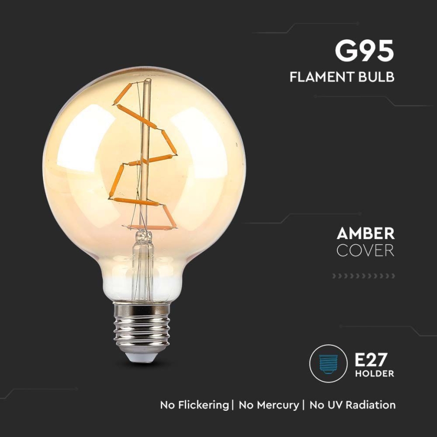 LED Sijalica FILAMENT G95 E27/4W/230V 2200K