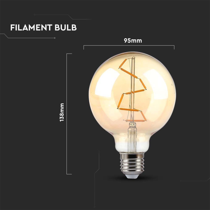 LED Sijalica FILAMENT G95 E27/4W/230V 2200K