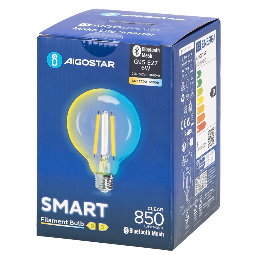 LED Prigušiva sijalica FILAMENT MESH Smart G95 E27/6W/230V 2700-6500K - Aigostar