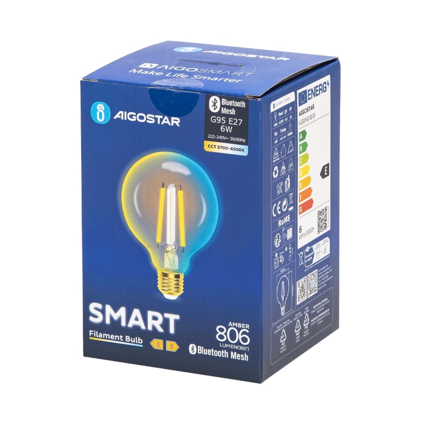 LED Prigušiva sijalica FILAMENT MESH Smart G95 E27/6W/230V 2700-6500K - Aigostar