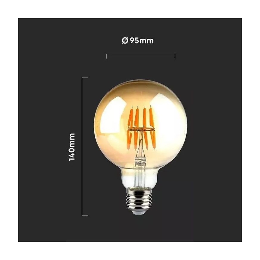 LED Sijalica FILAMENT G95 E27/8W/230V 2200K