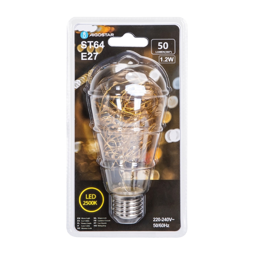LED Sijalica FILAMENT ST64 E27/1,2W/230V 2500K - Aigostar
