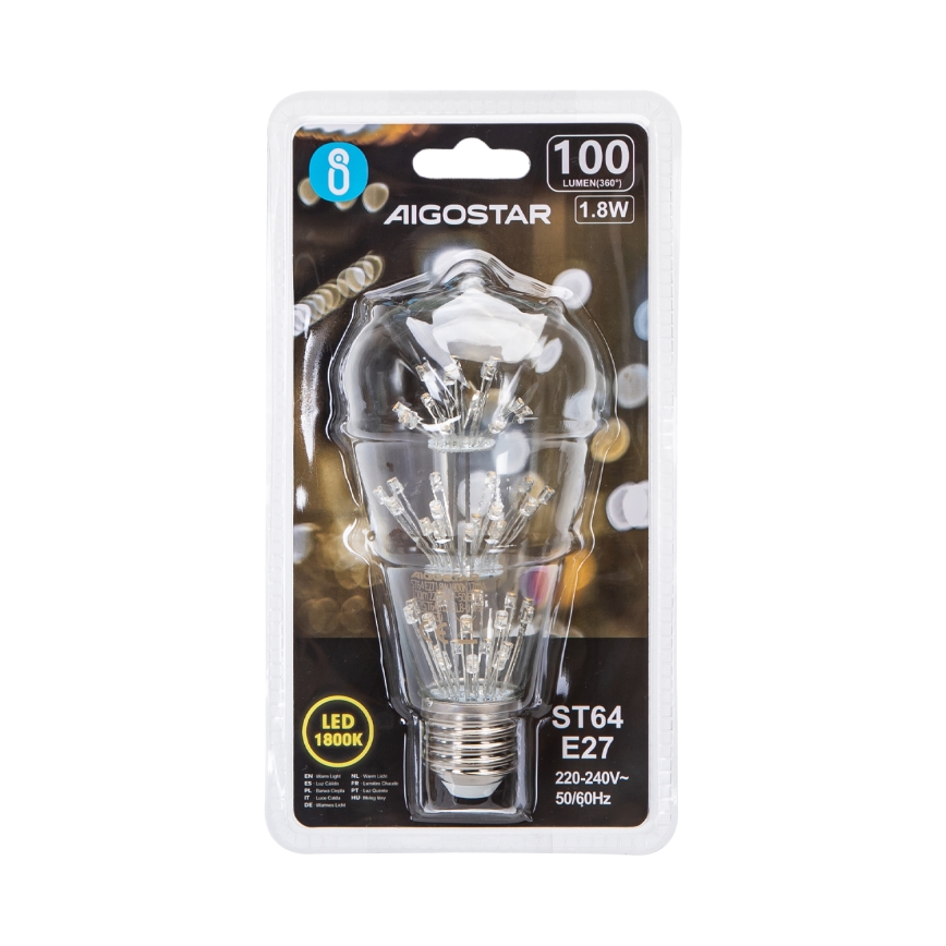 LED Sijalica FILAMENT ST64 E27/1,8W/230V 1800K - Aigostar