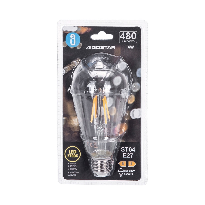 LED Sijalica FILAMENT ST64 E27/4W/230V 2700K - Aigostar