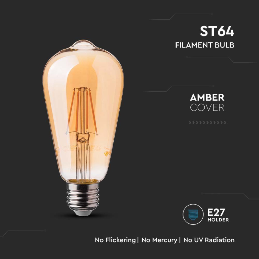 LED Sijalica FILAMENT ST64 E27/6W/230V 2200K