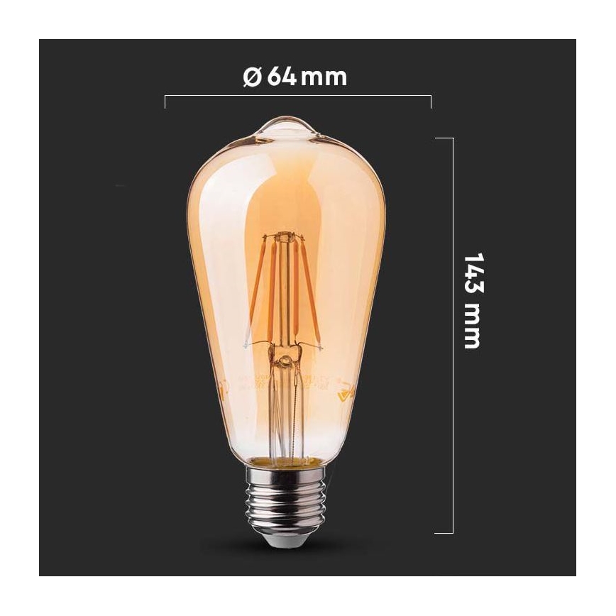 LED Sijalica FILAMENT ST64 E27/6W/230V 2200K