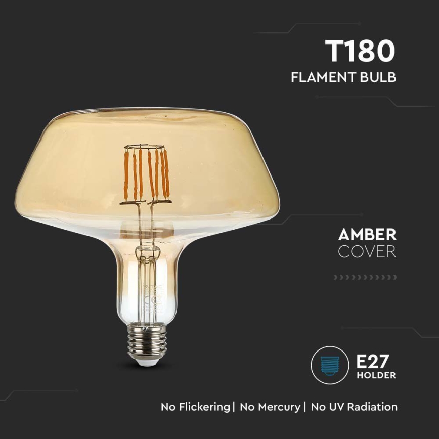 LED Sijalica FILAMENT T180 E27/8W/230V 1800K