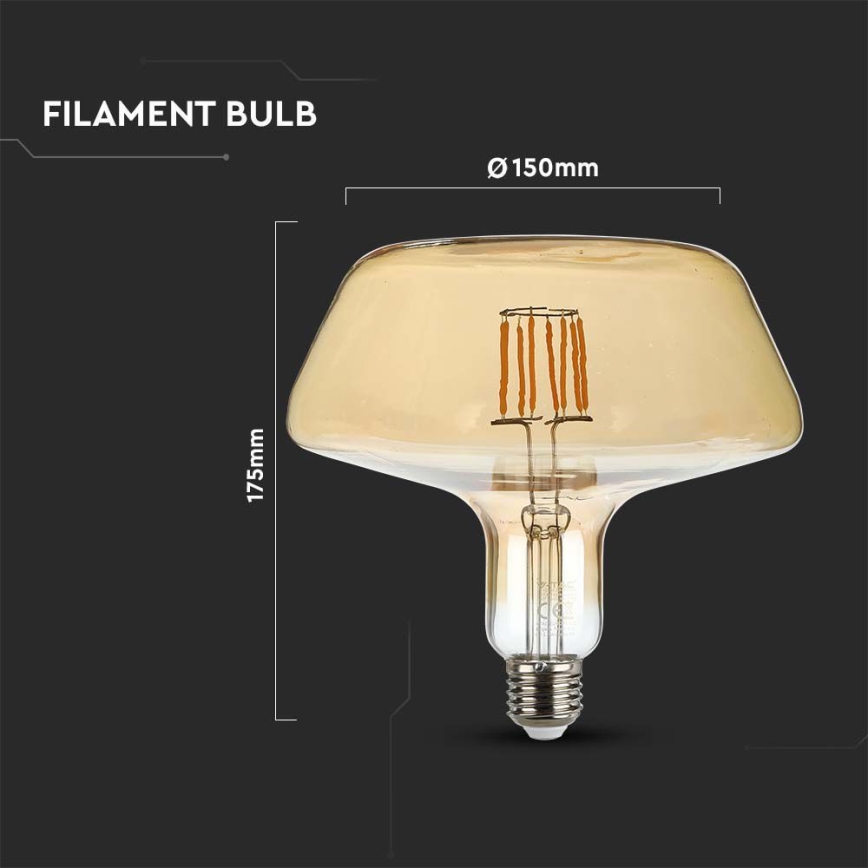 LED Sijalica FILAMENT T180 E27/8W/230V 1800K