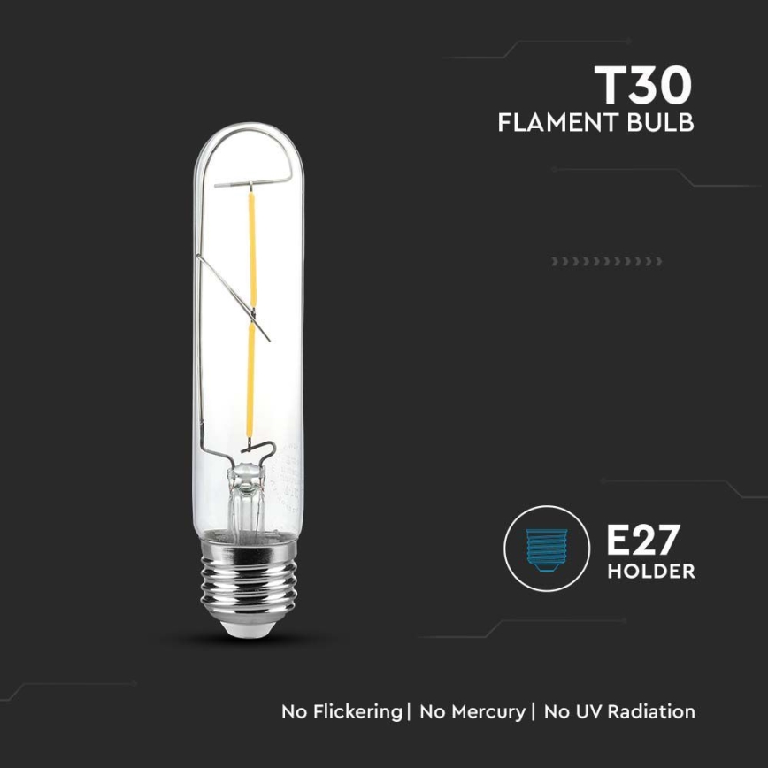 LED Sijalica FILAMENT T30 E27/2W/230V 3000K