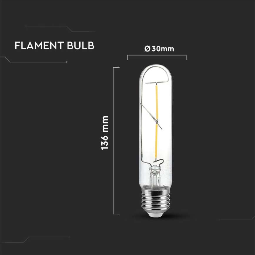 LED Sijalica FILAMENT T30 E27/2W/230V 3000K