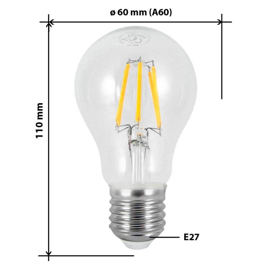 LED Sijalica FILAMENT VINTAGE A60 E27/7W/230V 2700K