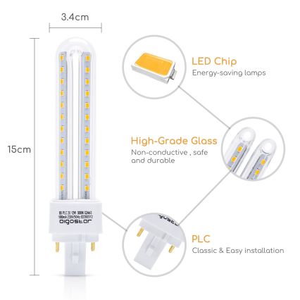 LED Sijalica G24D-3/12W/230V 3000K - Aigostar
