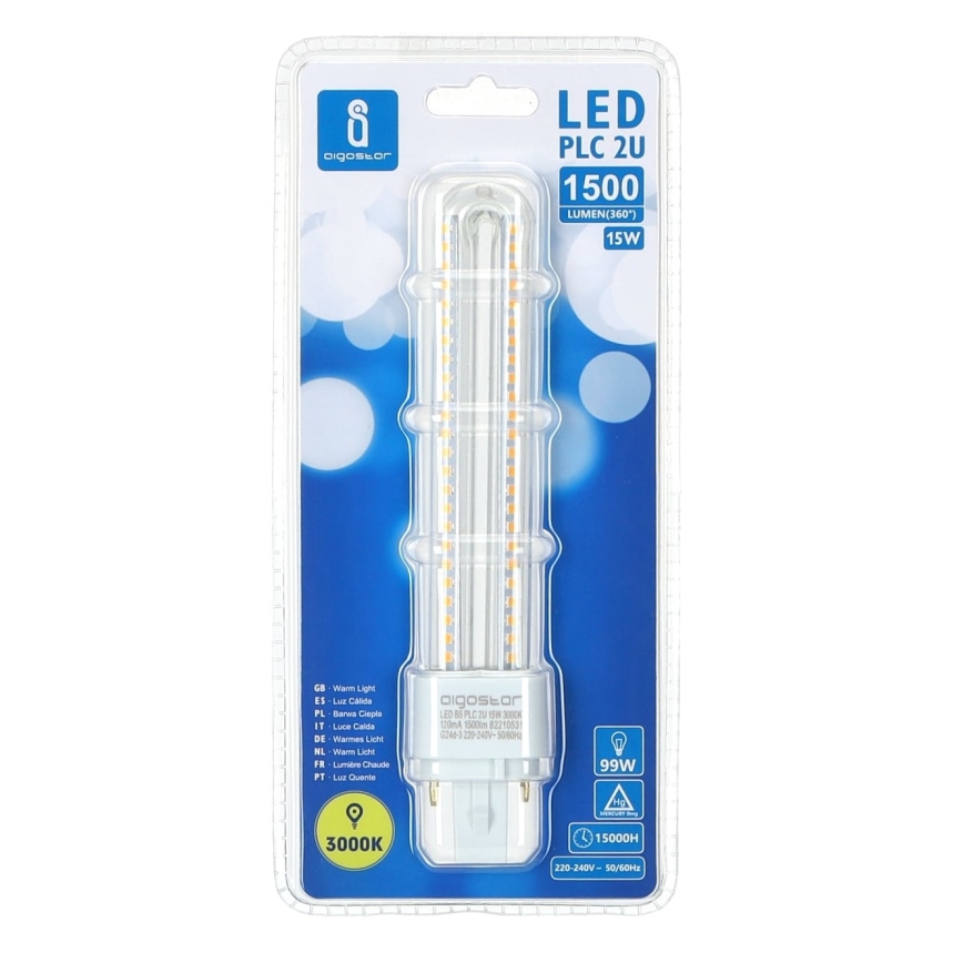 LED Sijalica G24D-3/15W/230V 3000K - Aigostar