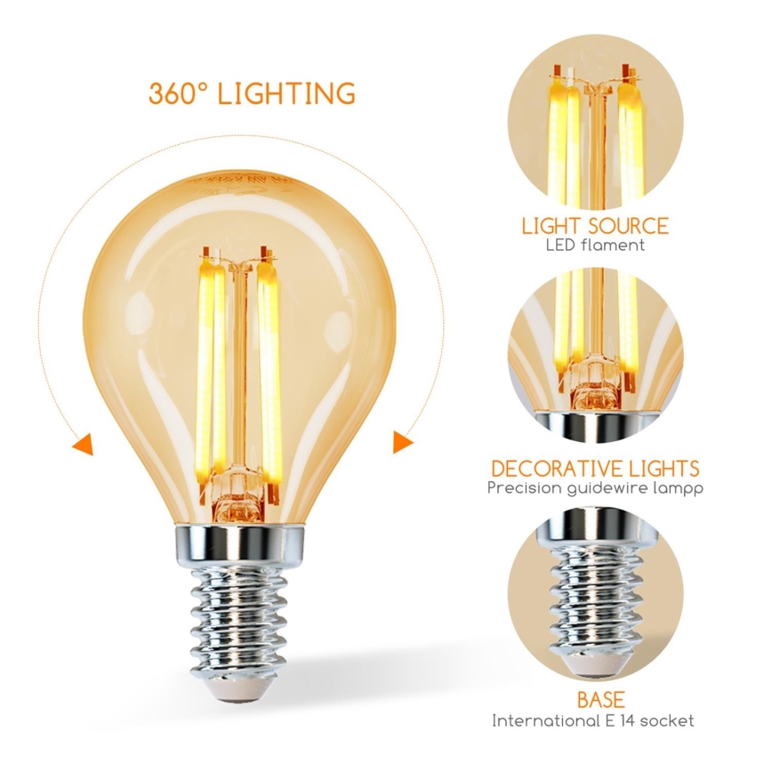 LED Sijalica G45 E14/4W/230V 2200K - Aigostar