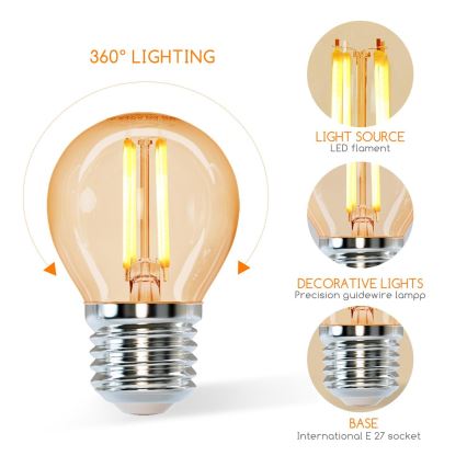 LED Sijalica G45 E27/4W/230V 2200K - Aigostar