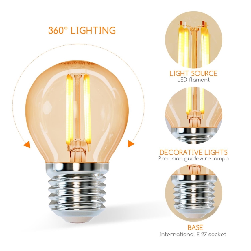LED Sijalica G45 E27/4W/230V 2200K - Aigostar