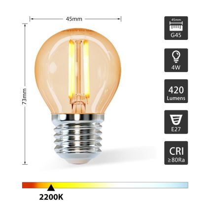 LED Sijalica G45 E27/4W/230V 2200K - Aigostar