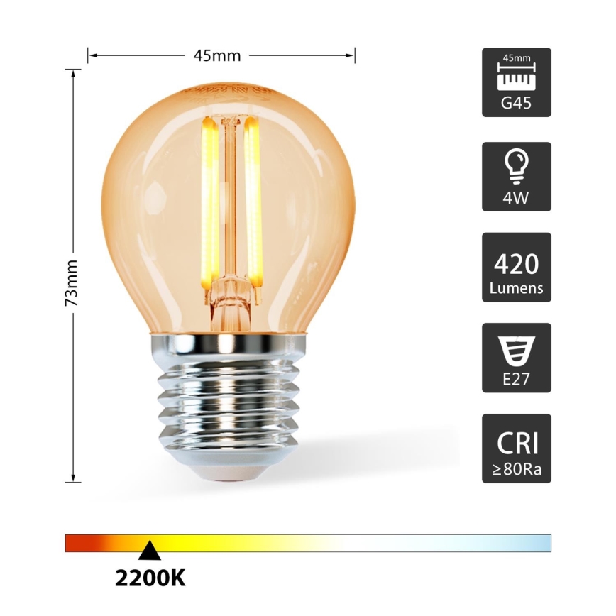 LED Sijalica G45 E27/4W/230V 2200K - Aigostar