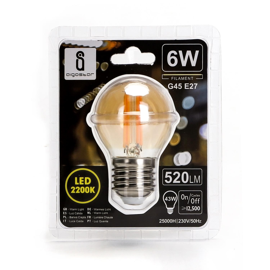 LED Sijalica G45 E27/6W/230V 2200K - Aigostar
