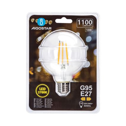 LED Sijalica G95 E27/10W/230V 2700K - Aigostar
