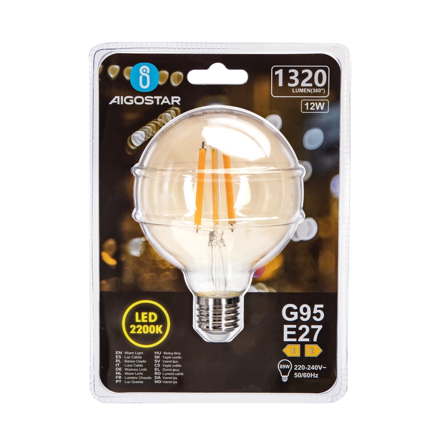 LED Sijalica G95 E27/12W/230V 2200K - Aigostar